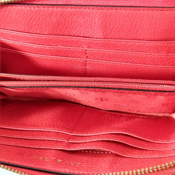 Tory Burch Pebble Leather Wallet Organizer Red - Picture 5 of 6